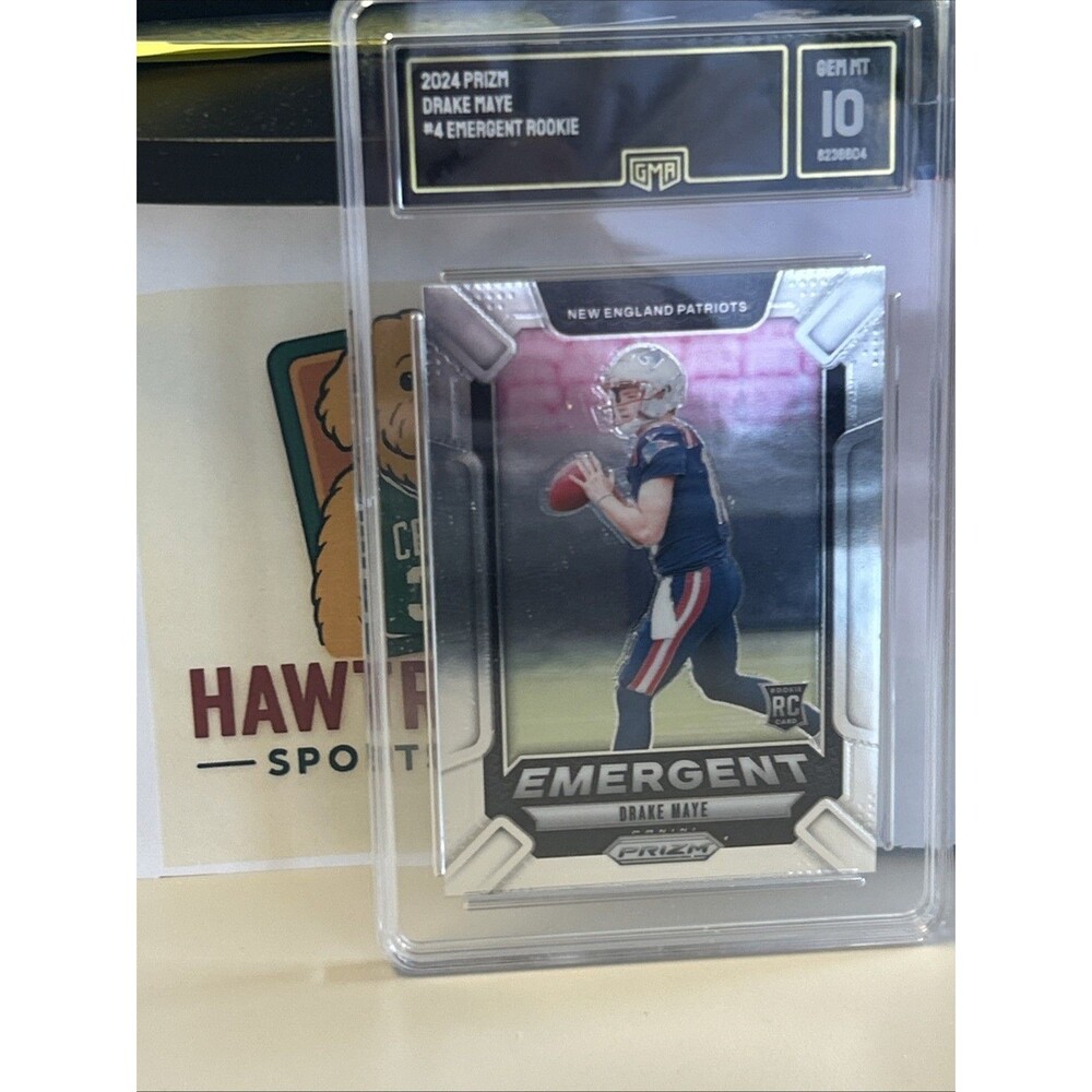 2024 Panini Prizm Drake Maye Emergent Prizm Rookie GMA 10 Pats SB